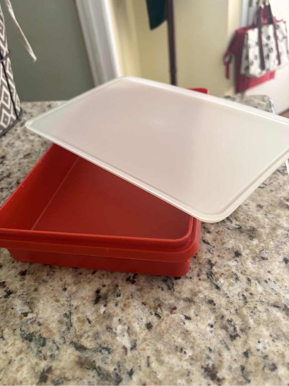 Red Food Storage Container with White Lid - Durable Silicone